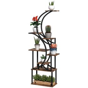 Outsunny Plant Stand Indoor, 8 Tier 62" S-Shaped Plant Shelf, Corner Plant Rack for Multiple Plants, Carbonised Finish