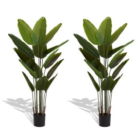 2025 New adhesive fabric traveler banana leaf 15 leaf home decoration indoor decoration artificial green plant 2pcs/set
