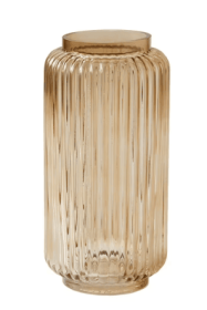 Better Homes & Gardens Ribbed Glass Vase, 10", Champagne