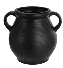 Mainstays Ceramic Vase with Ribbed Finish, Black