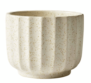 Better Homes & Gardens 4.5" Speckled Ribbed Ceramic Vase, Cream White, 1 - Piece