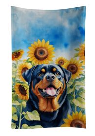 Rottweiler in Sunflowers Kitchen Towel Dish Cloths Guest Hand Towel Decorative Bathroom Towel for Face,Tea, Dishcloth, Kitchen and Bath