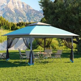 13x13FT Outdoor Pop Up Canopy Tent with Netting Adjustable Height Top Heavy Duty Steel Frame UV50 Plus Sun Protection Easy Setup Shelter for Camp