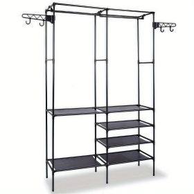 Clothing Rack Clothes Rack, 66'' Multifunctional Garment Rack for Hanging Clothes, 4 Tiers Portable Closet Rack with 4 Hooks & 2 Hanging Rods