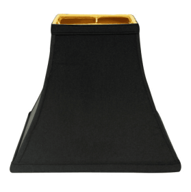 Slant Square Bell Hardback Lampshade With Washer Fitter, Black With Gold Lining (Color: Black)