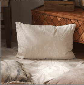 Cotton Underwater Embroidered Lumbar Pillow Cushion-18X18 (Option: Off White)