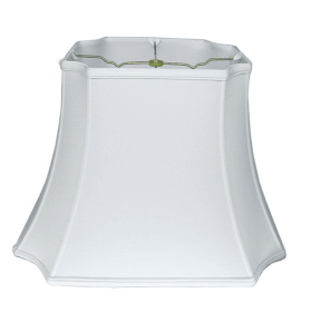 Inverted Cut Corner Rectangle Softback Lampshade With Washer Fitter, Snow Color Natural Fabric Lampshade For Table Lamps, 9  Top X 18  Bottom X 1 (Color: White)