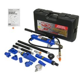 4 Ton  8800 Lbs Capacity Porta Power Hydraulic Ram Body Frame Collision Repair Kit Set, 17-Pcs, With Blow Mold Carrying Case And Gauge-Black Blue (Option: BlackBlue)
