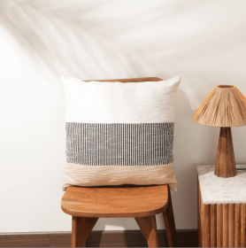 Cotton Velvet Printed Cushion - With Filler (Option: WhiteBlue)