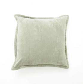 Cotton Velvet Solid Cushion With Flanges -22X22 (Option: Olive)