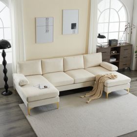 U Shaped 4-person Indoor Combination Sofa (Color: White)