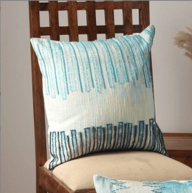 Handcrafted Coastal Horizon Beaded & Embroidered Cotton Pillow 18x18 (Option: Multi)