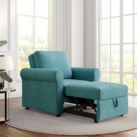 3-in 1 Sofa Bed Chair, Convertible Sleeper Chair Bed,Adjust Backrest Into A Sofa,Lounger Chair,Single Bed,Modern Chair Bed Sleeper For Adults,Cre (Option: Teal)