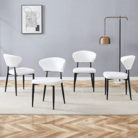 White Minimalist Ergonomic Dining Chair, With A Curved Backrest For Comfortable Design,Unlocking A Comfortable And Minimalist New Sitting Posture (Option: WhiteBlack)