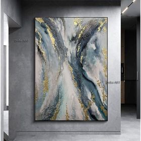 Handmade Oil Painting Canvas Wall Art Decoration Abstract Art Painting Gold Foil Streamer for Home Living Room hallway bedroom luxurious decorati (size: 50X70cm)