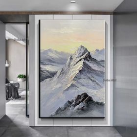 Hand-painted oil painting european-style elegant hanging painting sunrise snow mountain decorative painting fantasy vertical murals large fresh k (size: 50X70cm)
