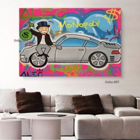 Hand painted Oil painting canvas Monopoly ;  Monopoly art;  Home decor;  wall art;  Hand painted; graffiti;  pop art Living Room hallway bedroom (size: 60x90cm)