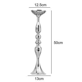 Gold/ Silver/White Metal Candle Holders Flower Vase Candlestick Centerpieces Road Lead Wedding Party Home Table Event Decoration (Color: large sliver, Ships From: China)