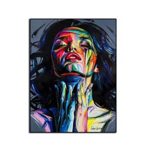 Ha's Art 100% Handmade Large Home Decor Francoise Nielly Face Oil Painting Wall Art Fashion Picture Portrait Palette Knife Canvas Acrylic Texture (size: 75x150cm)