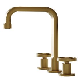 Industry Style 8 in. Widespread Double Handle High-Arc Bathroom Faucet Water-Saving With Drain Kit in Brushed Nickel (Color: Brushed Gold)