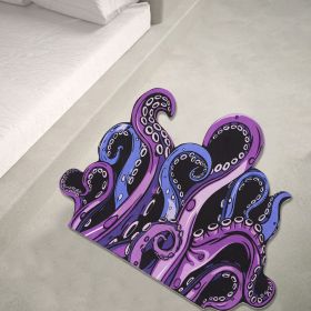 Octopus Bathroom Rug Non-Slip Mat -, Microfiber Absorbent Octopus Rug Non-Slip Backing (Color: purple-B)