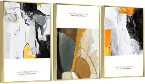 Framed Canvas Wall ArtOil Paintings Impressionism Aesthetic Prints Canvas Paintings for Living Room Bedroom Office Home; 3 Panels (GOLD: 24*36)