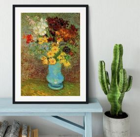 Vase with Daisies and Anemones by Van Gogh Framed Print (Color: White/No White Edging, size: 24" x 16" / 60cm x 40cm (approx))