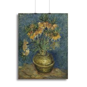 Fritillaries in a Copper Vase Canvas Print or Poster (Type: Standard Framed Canvas Print, size: 28" x 20" / 70cm x 50cm (approx))