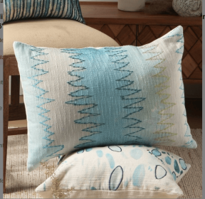 Shoreline Handcrafted Cotton Shoreline Foliage Printed & Embroidered Pillow 24x16 (Option: Multi)