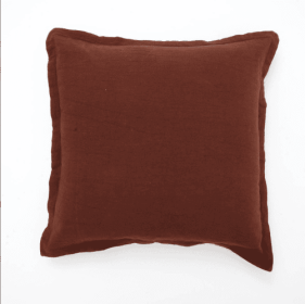 Cotton Solid Cushion With Flanges (Color: Red)
