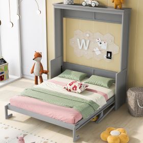 Queen Size Murphy Bed With A Shelf, Gray (Option: Gray)