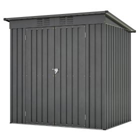 6 X 4 Ft Outdoor Storage Shed, All Weather Tool Shed For Garden, Backyard, Lawn, Black (Color: Black)